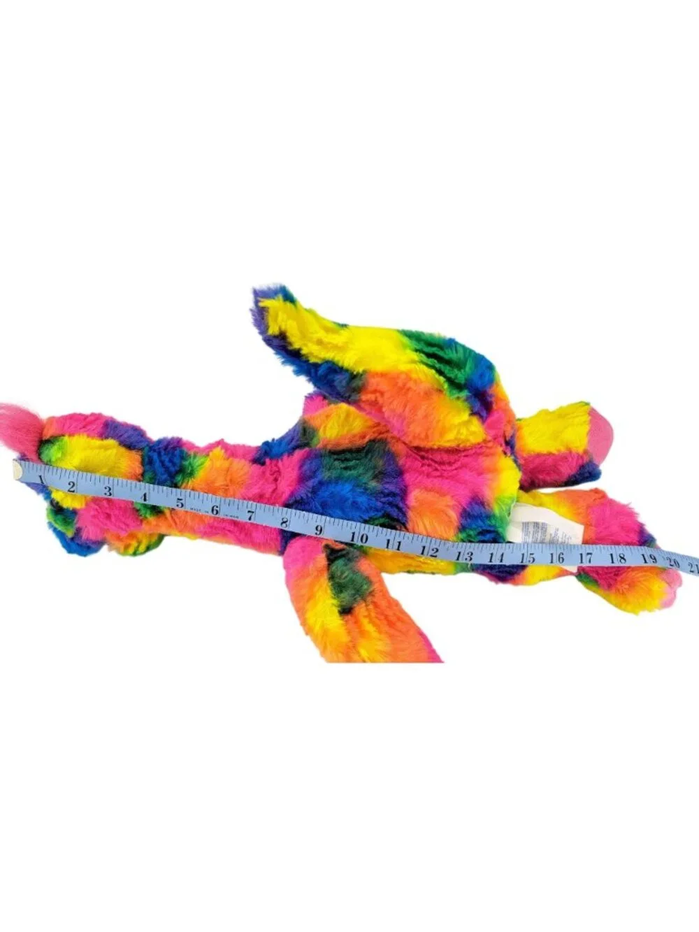 Build-A-Bear Rainbow Tie-Dye Plush Dinosaur Sequin Tutu & Halter Dress 21 Inches